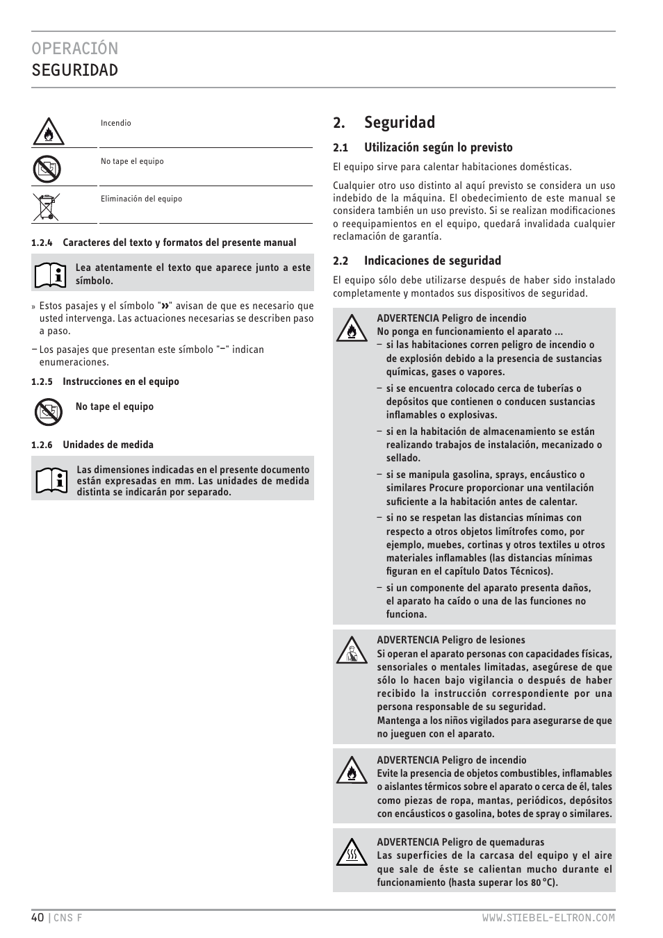 Htv.jc z&ev, Seguridad | STIEBEL ELTRON CNS F с 01.03.2010 User Manual | Page 40 / 76