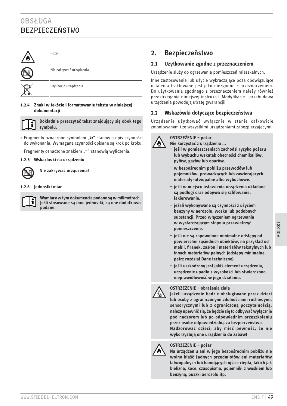 H zae& xt.xdz`qh, Bezpieczeństwo | STIEBEL ELTRON CNS F с 01.03.2010 User Manual | Page 49 / 76