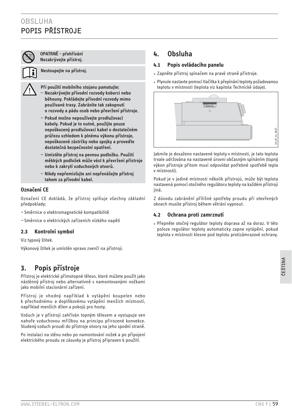 H z<e+ tht.z tx0z`vh8, Popis přístroje, Obsluha | STIEBEL ELTRON CNS F с 01.03.2010 User Manual | Page 59 / 76