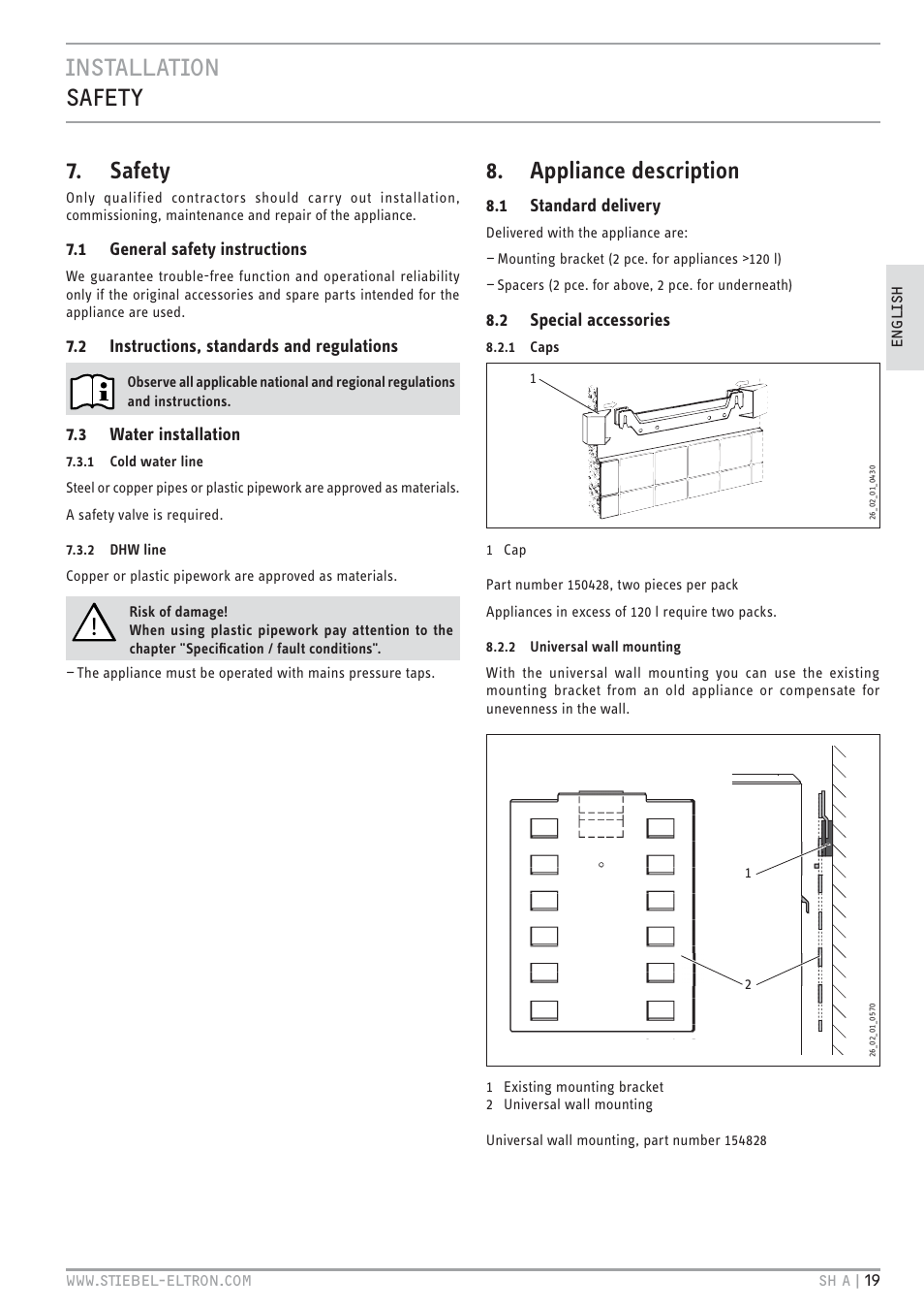 Cz`<<`.hc z%`t 7. safety, Appliance description | STIEBEL ELTRON SH A с 01.03.2009 User Manual | Page 19 / 72