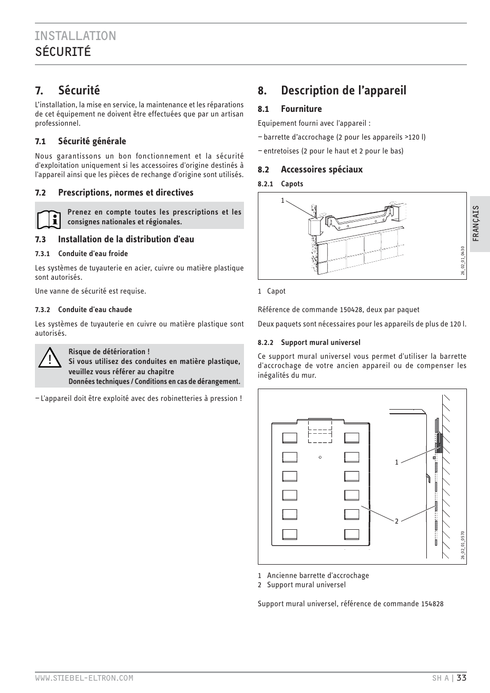 Cz`<<`.hc zev.` 7. sécurité, Description de l’appareil | STIEBEL ELTRON SH A с 01.03.2009 User Manual | Page 33 / 72