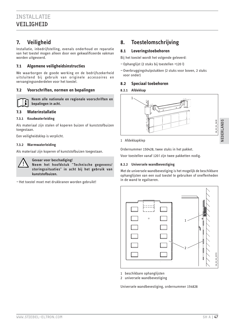 Cz`<<`. p.<.&+. 7. veiligheid, Toestelomschrijving | STIEBEL ELTRON SH A с 01.03.2009 User Manual | Page 47 / 72
