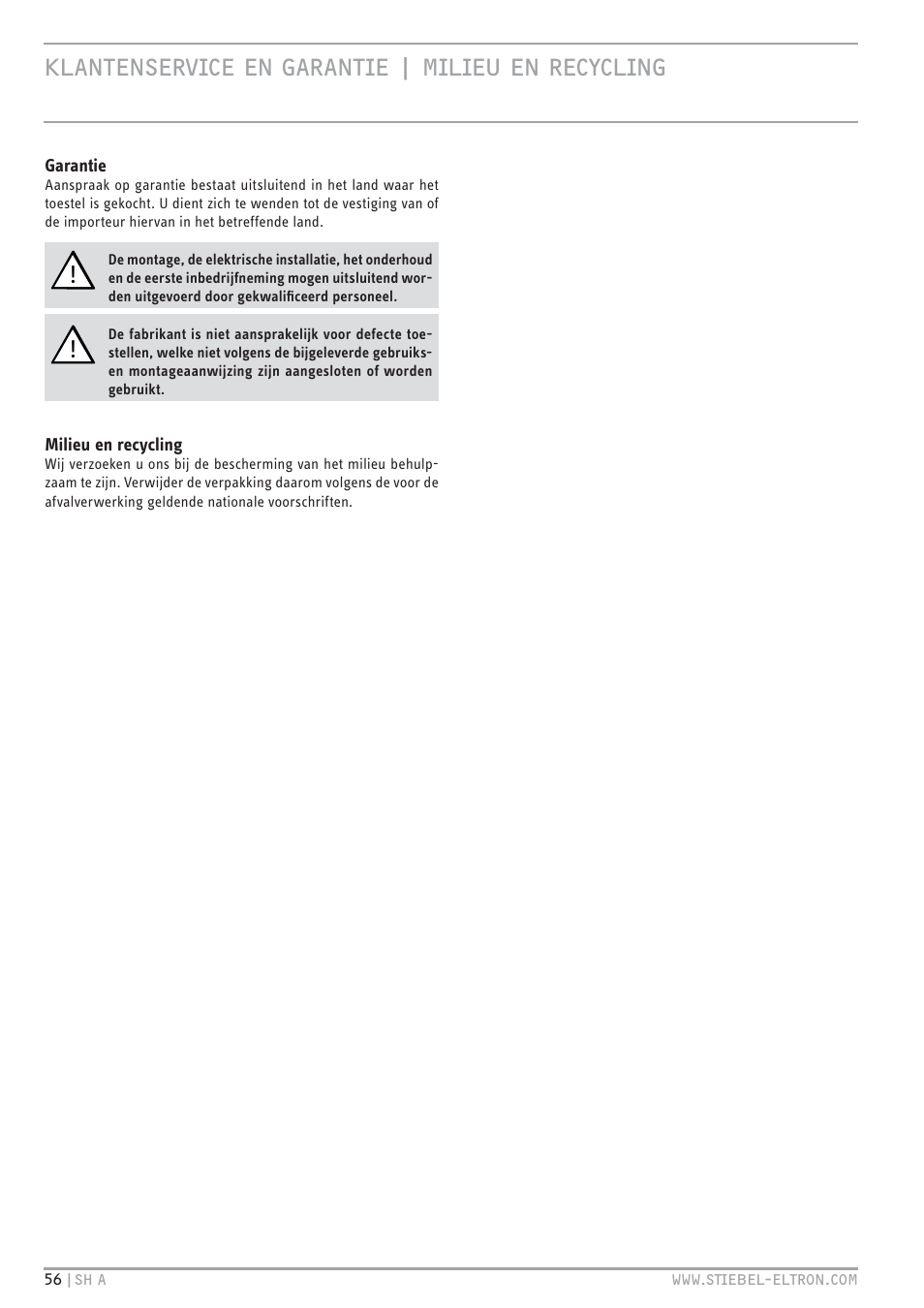 STIEBEL ELTRON SH A с 01.03.2009 User Manual | Page 56 / 72