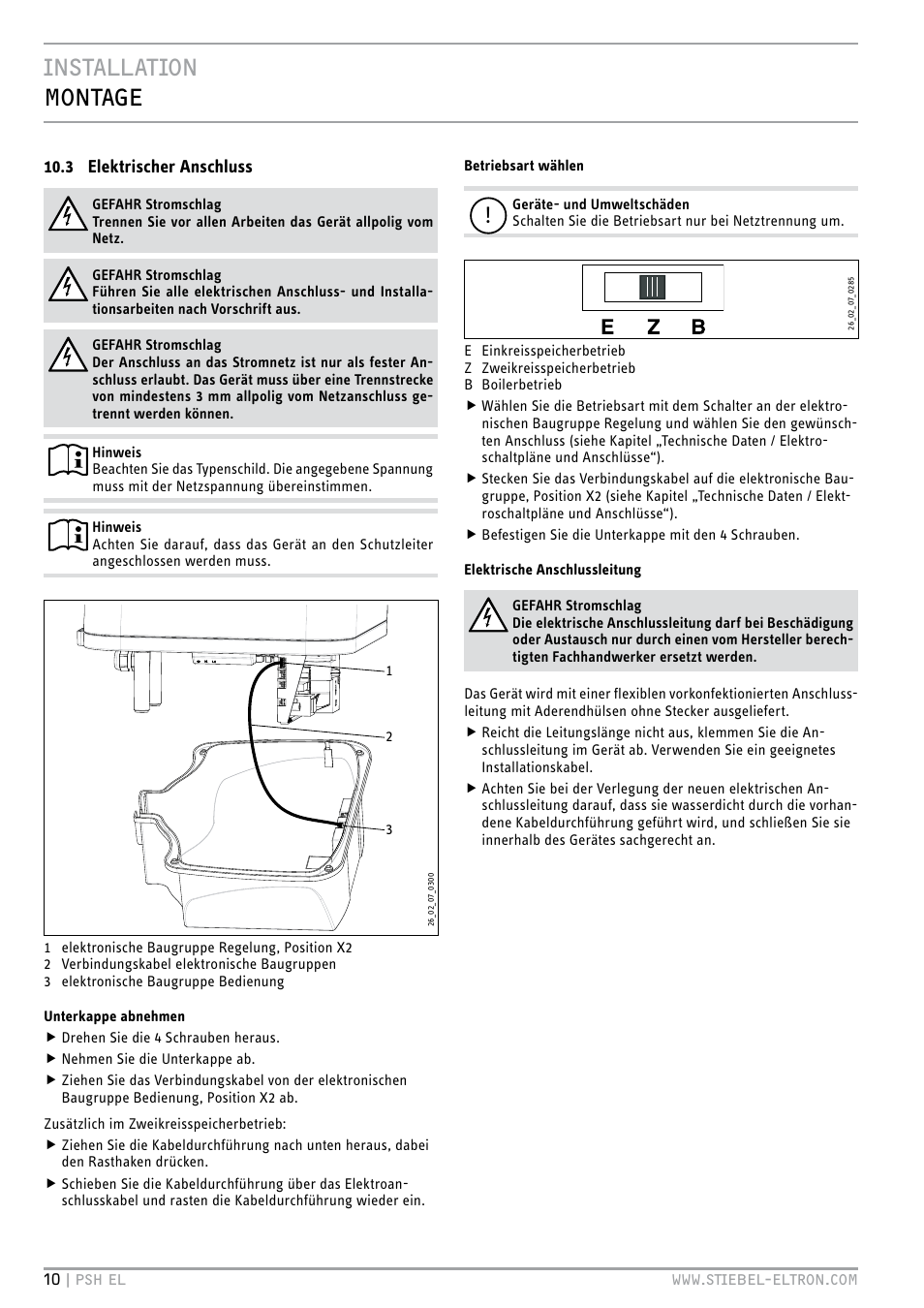 Installation montage | STIEBEL ELTRON PSH EL с 05.12.2011 User Manual | Page 10 / 100