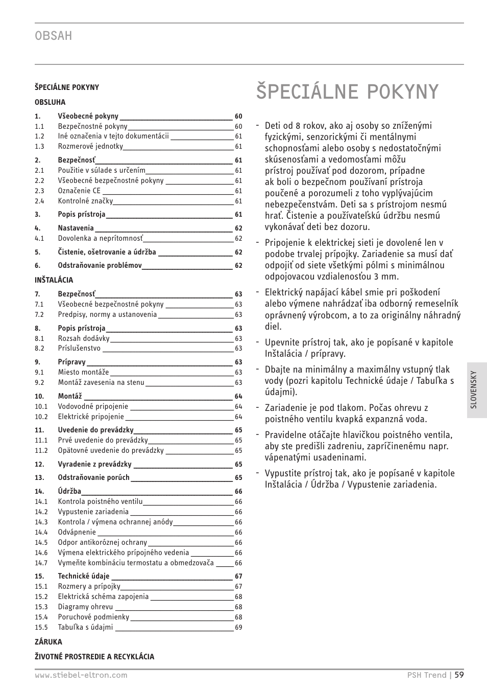 STIEBEL ELTRON psh 30 trend User Manual | Page 59 / 92