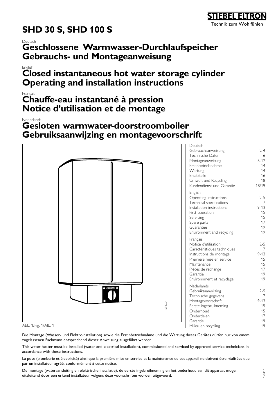 STIEBEL ELTRON SHD ... S 06.06.2006 - 12.04.2009 User Manual | 20 pages