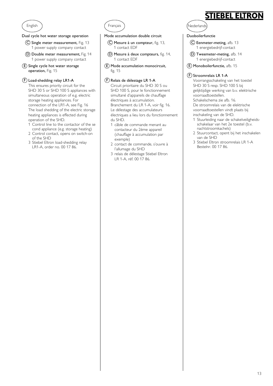 STIEBEL ELTRON SHD ... S 06.06.2006 - 12.04.2009 User Manual | Page 13 / 20