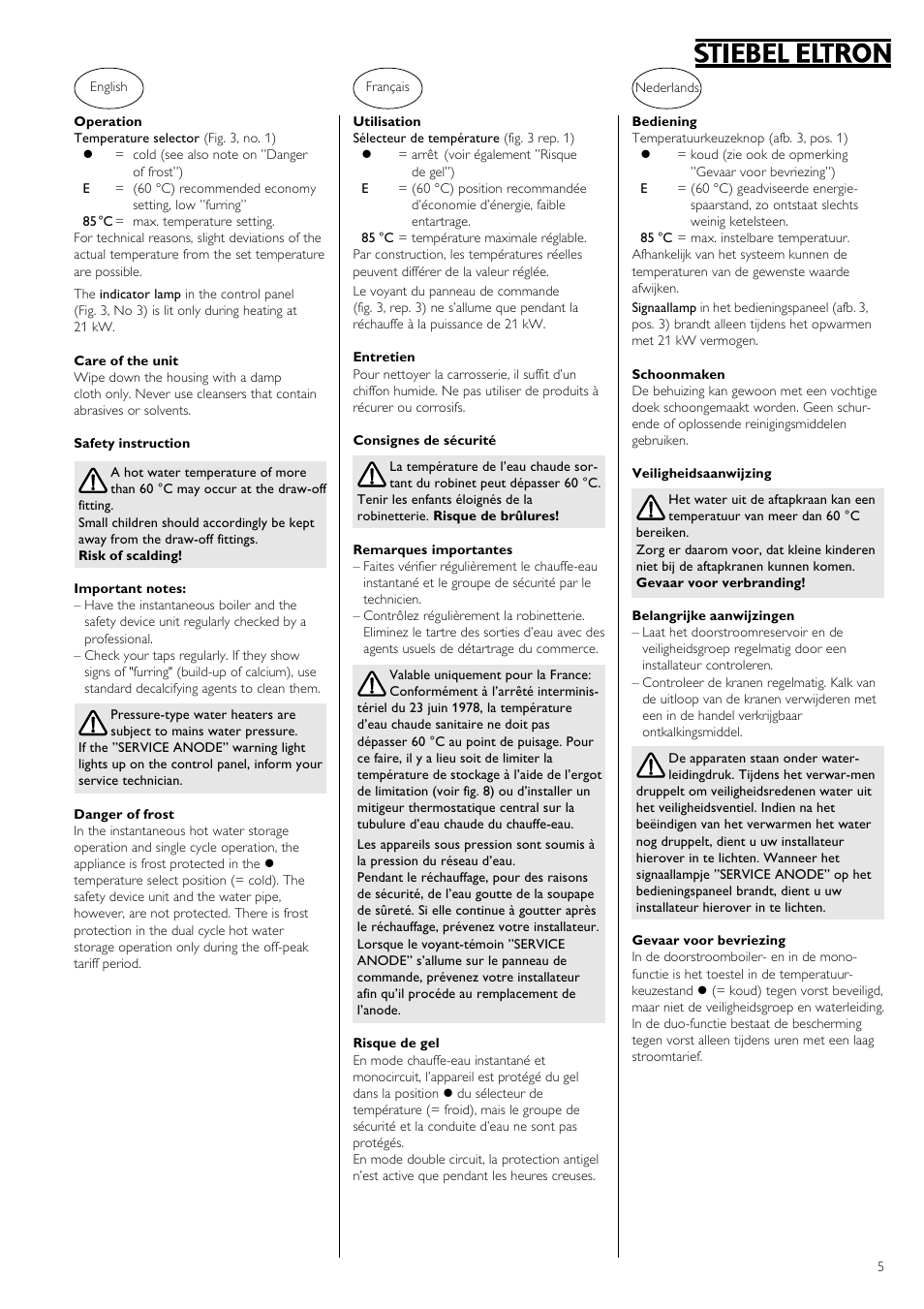 STIEBEL ELTRON SHD ... S 06.06.2006 - 12.04.2009 User Manual | Page 5 / 20
