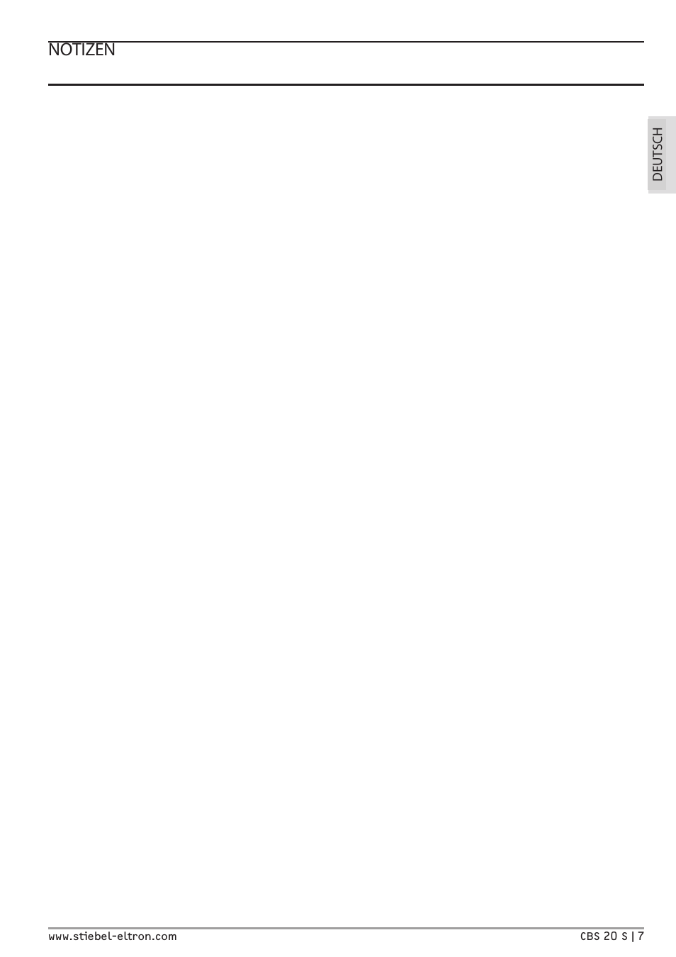 Notizen | STIEBEL ELTRON CBS 20 S с 07.03.2011 User Manual | Page 7 / 22