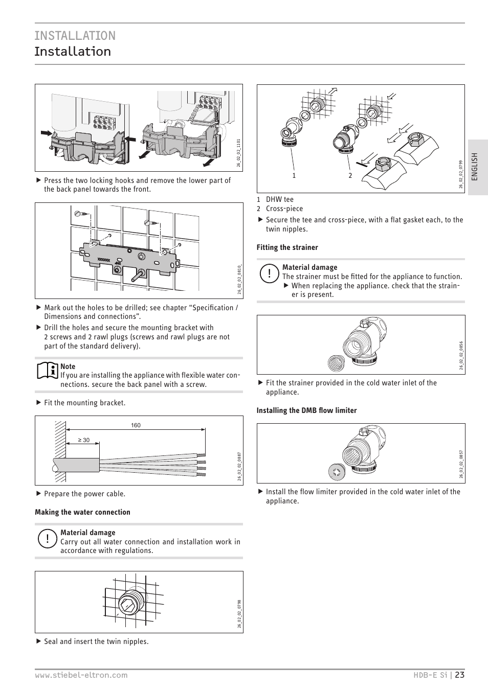 Installation installation | STIEBEL ELTRON HDB-E Si с 01.02.2013 User Manual | Page 23 / 80