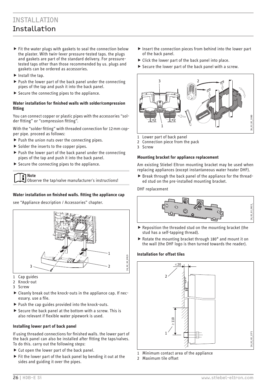 Installation installation | STIEBEL ELTRON HDB-E Si с 01.02.2013 User Manual | Page 26 / 80