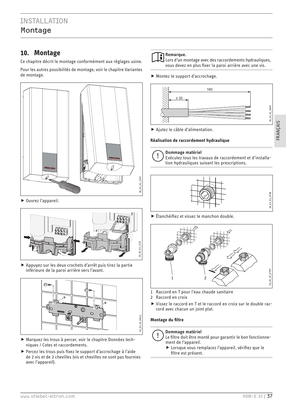 Installation montage 10. montage | STIEBEL ELTRON HDB-E Si с 01.02.2013 User Manual | Page 37 / 80