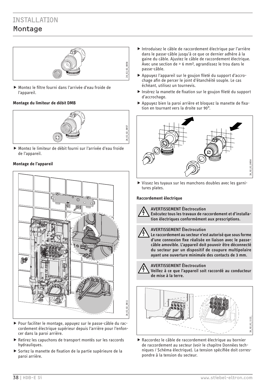 Installation montage | STIEBEL ELTRON HDB-E Si с 01.02.2013 User Manual | Page 38 / 80