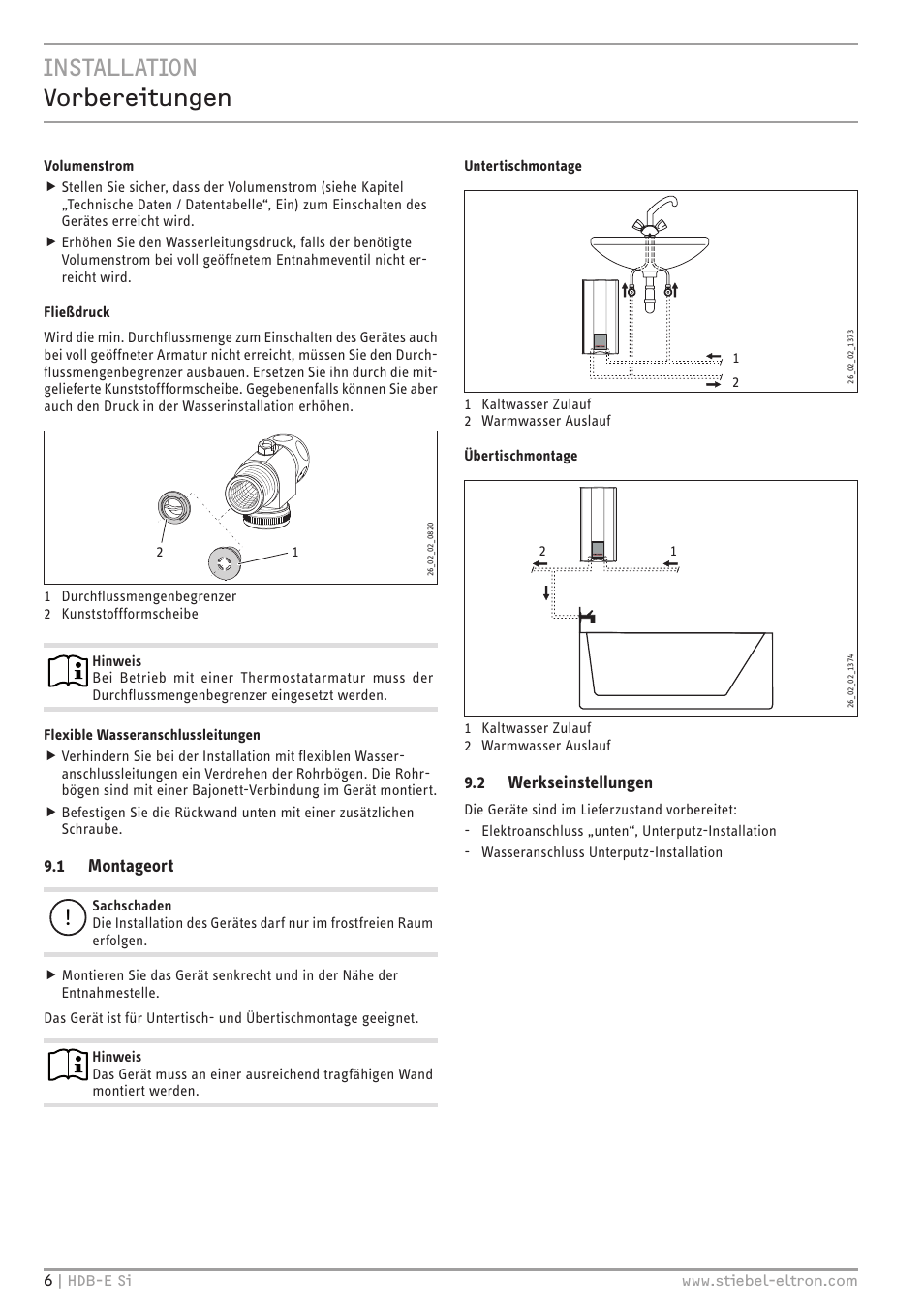 Installation vorbereitungen | STIEBEL ELTRON HDB-E Si с 01.02.2013 User Manual | Page 6 / 80