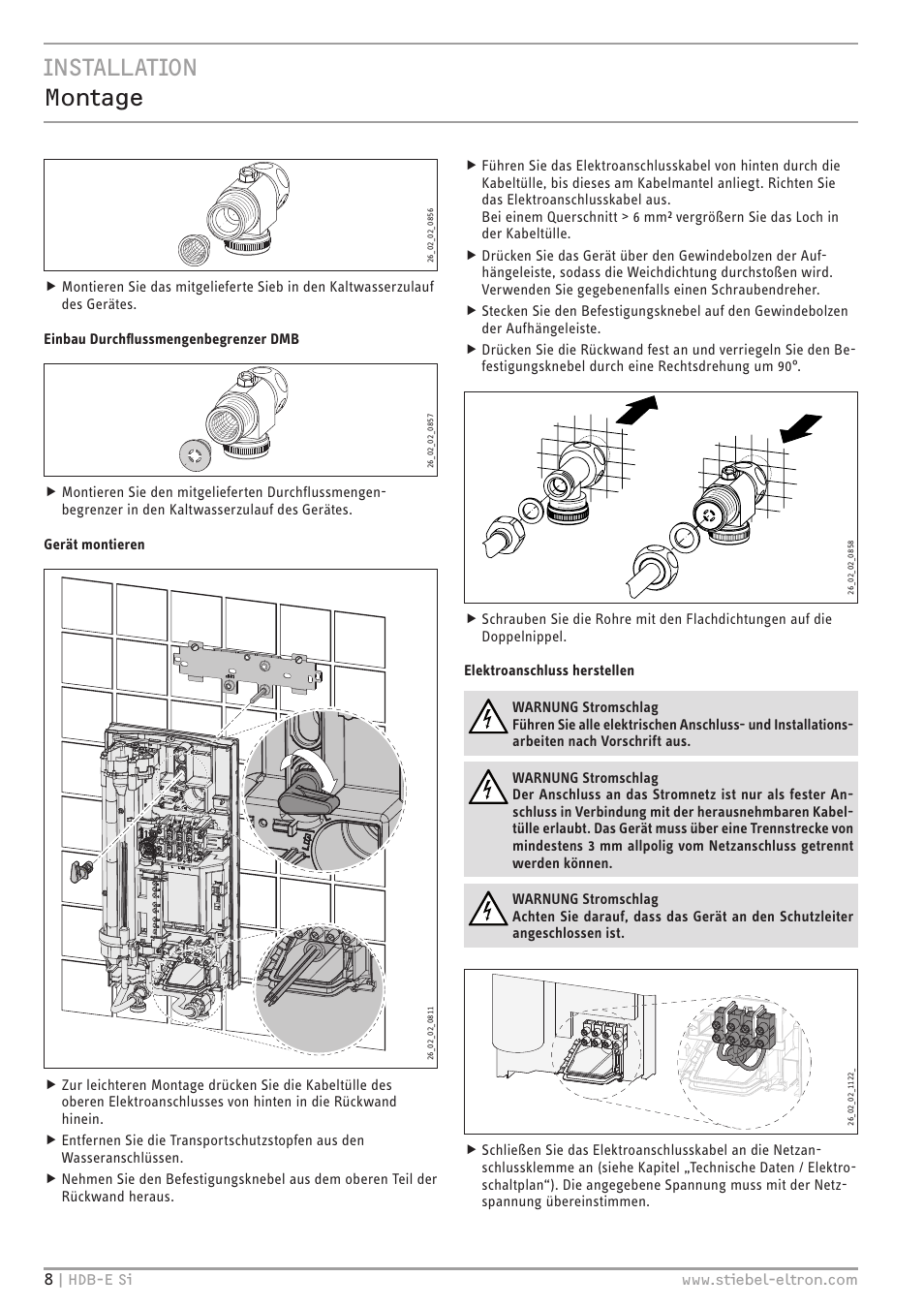 Installation montage | STIEBEL ELTRON HDB-E Si с 01.02.2013 User Manual | Page 8 / 80