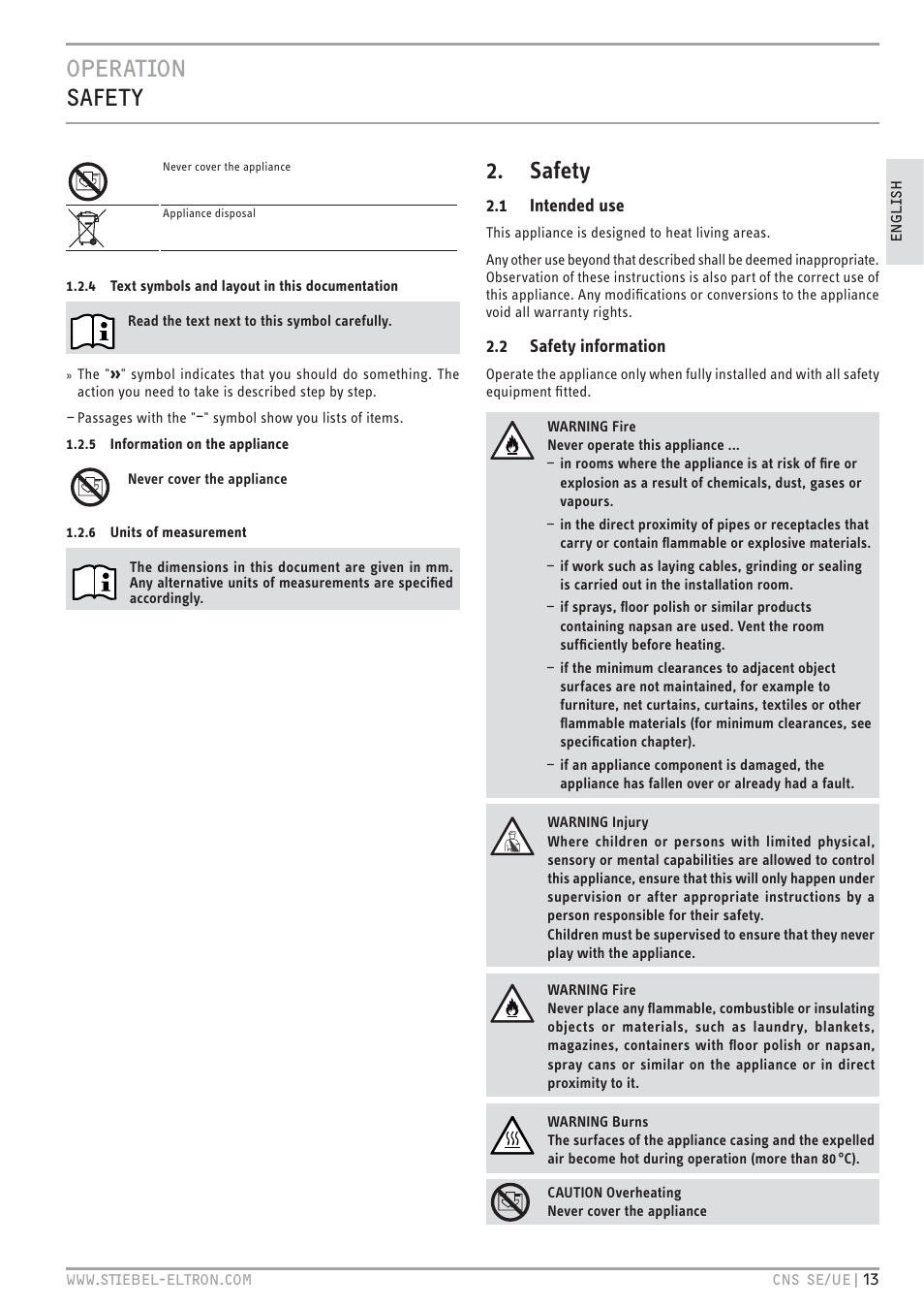 Safety | STIEBEL ELTRON CNS UE с 01.03.2010 User Manual | Page 13 / 72