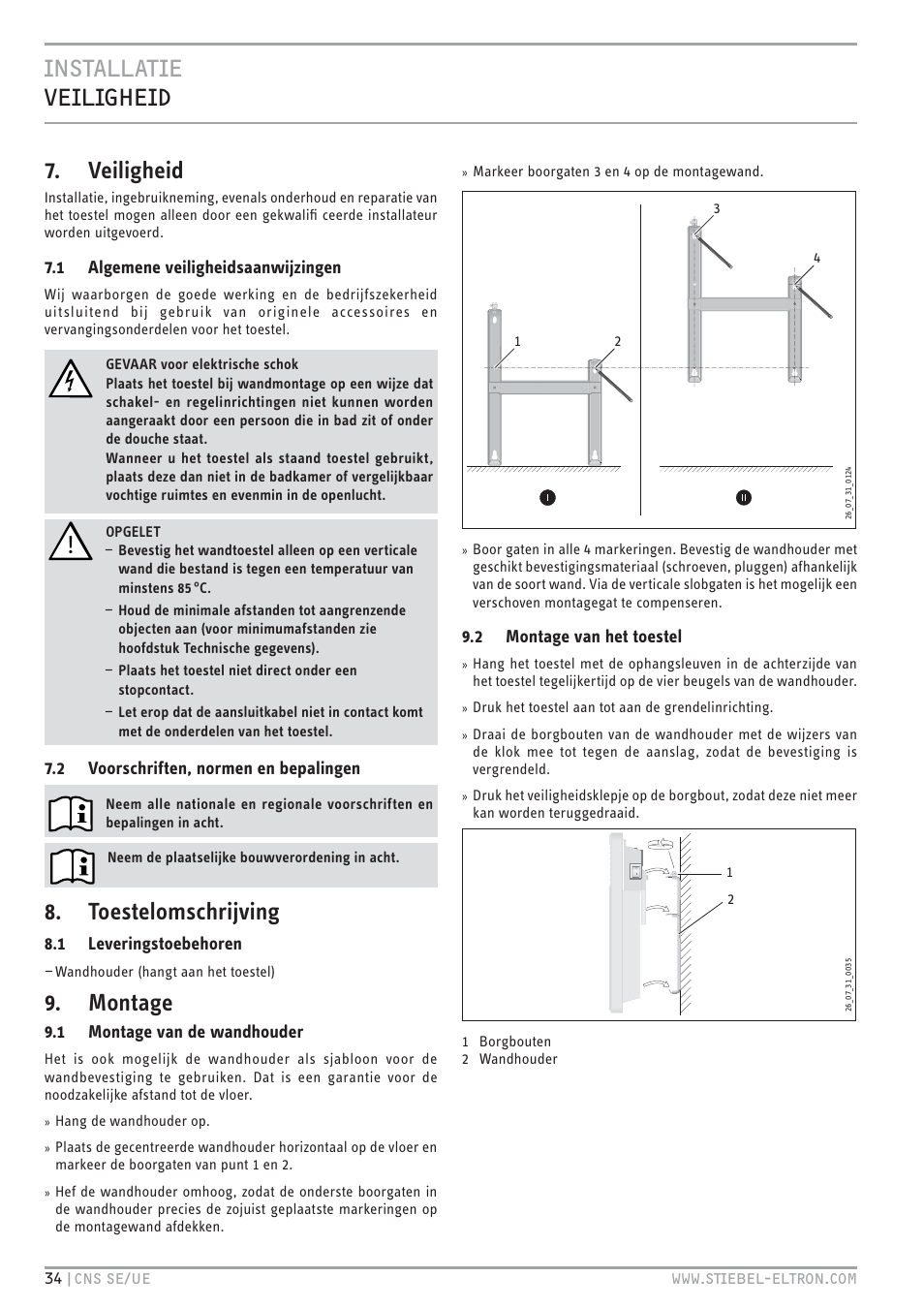 Toestelomschrijving, Montage | STIEBEL ELTRON CNS UE с 01.03.2010 User Manual | Page 34 / 72