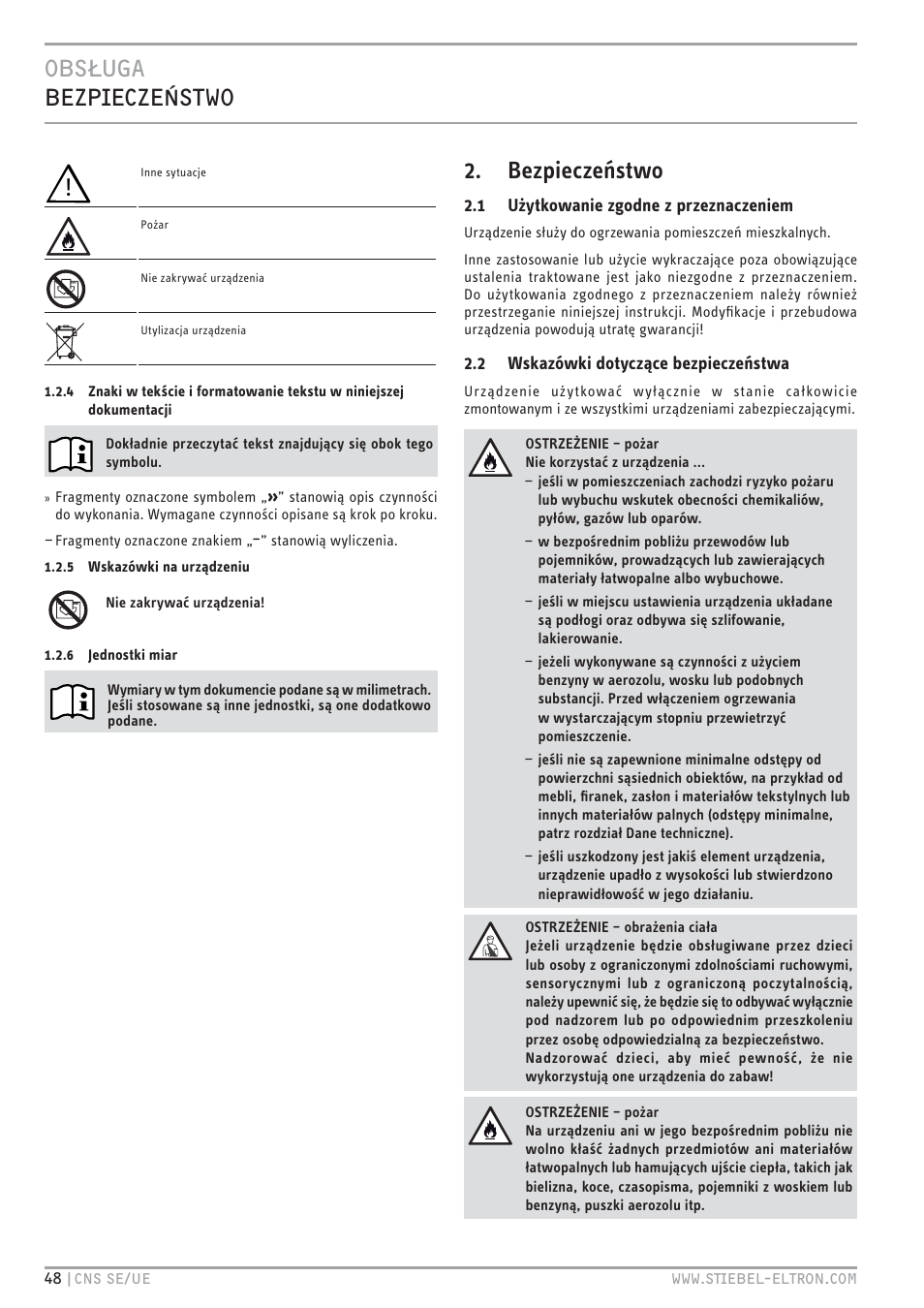 Bezpieczeństwo | STIEBEL ELTRON CNS UE с 01.03.2010 User Manual | Page 48 / 72