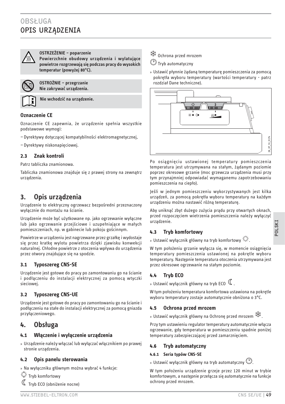 Opis urządzenia, Obsługa | STIEBEL ELTRON CNS UE с 01.03.2010 User Manual | Page 49 / 72