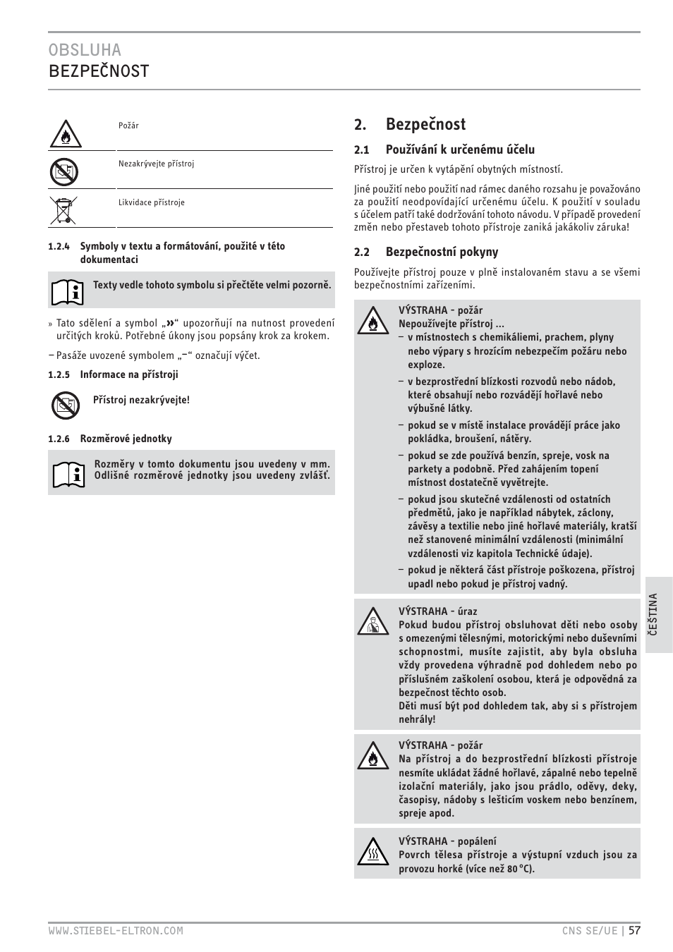 Bezpečnost | STIEBEL ELTRON CNS UE с 01.03.2010 User Manual | Page 57 / 72