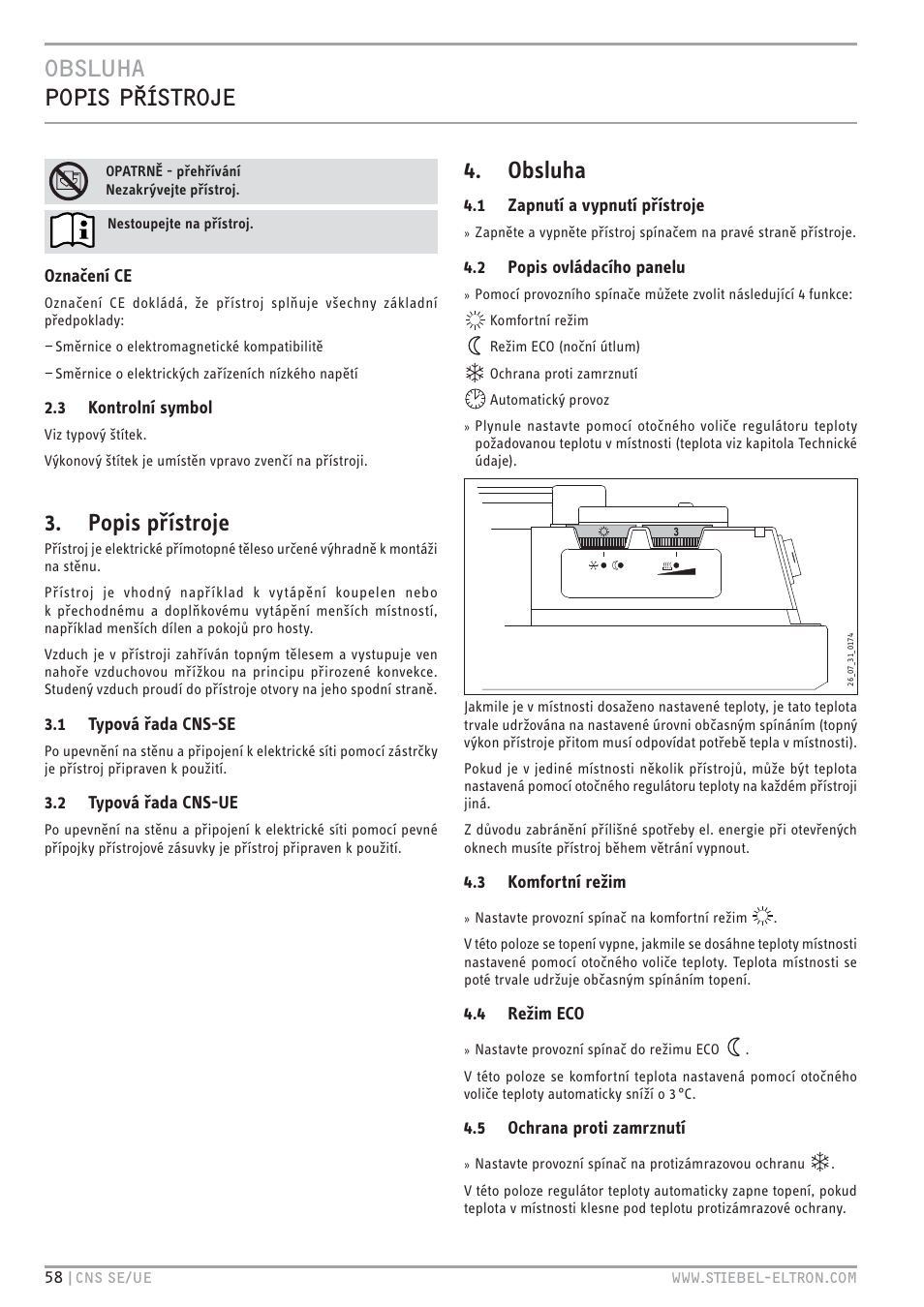 Popis přístroje, Obsluha | STIEBEL ELTRON CNS UE с 01.03.2010 User Manual | Page 58 / 72