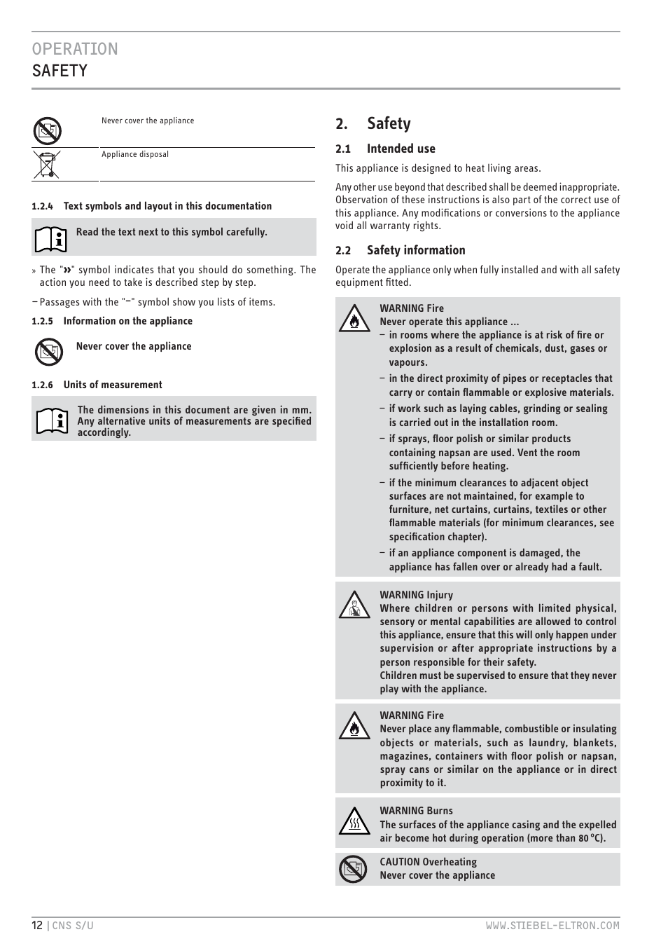 Htv`.hc z%`t, Safety | STIEBEL ELTRON CNS U с 01.03.2010 User Manual | Page 12 / 72