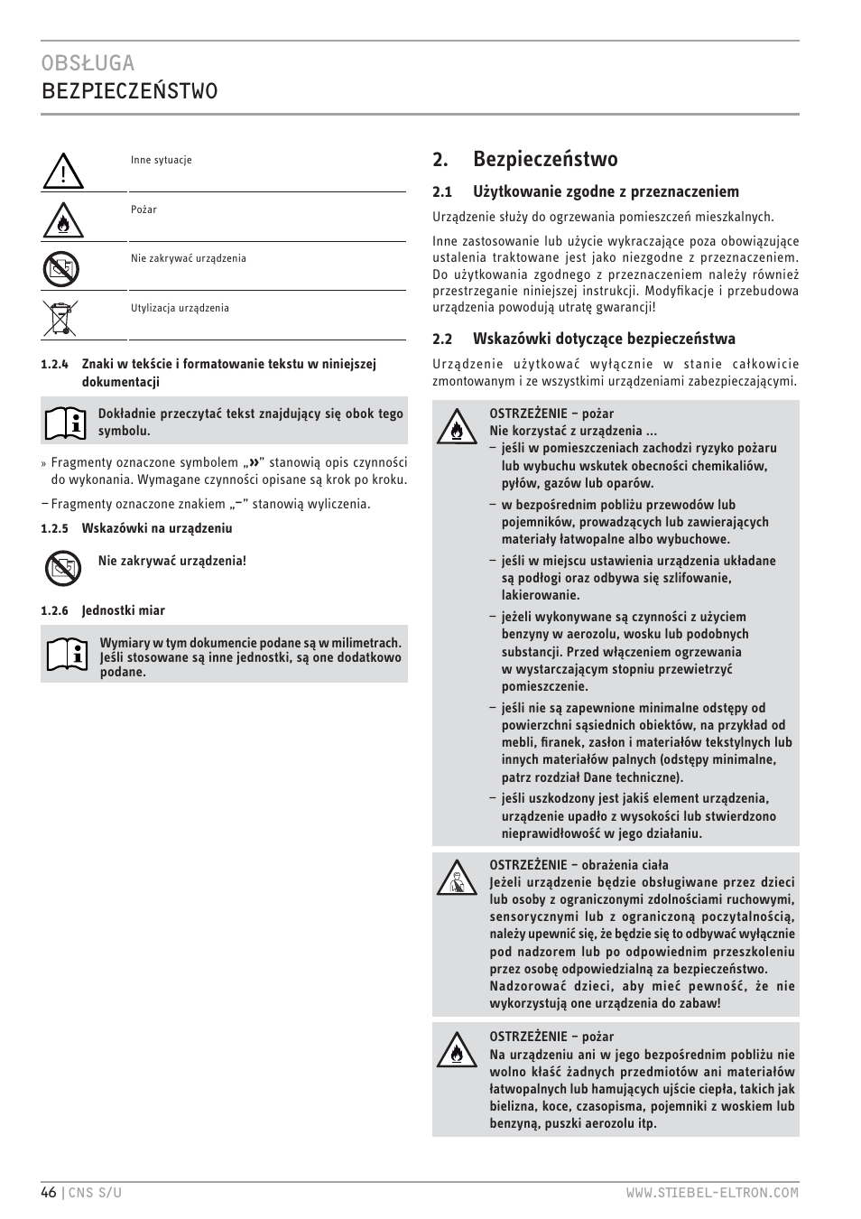 H zae& xt.xdz`qh, Bezpieczeństwo | STIEBEL ELTRON CNS U с 01.03.2010 User Manual | Page 46 / 72