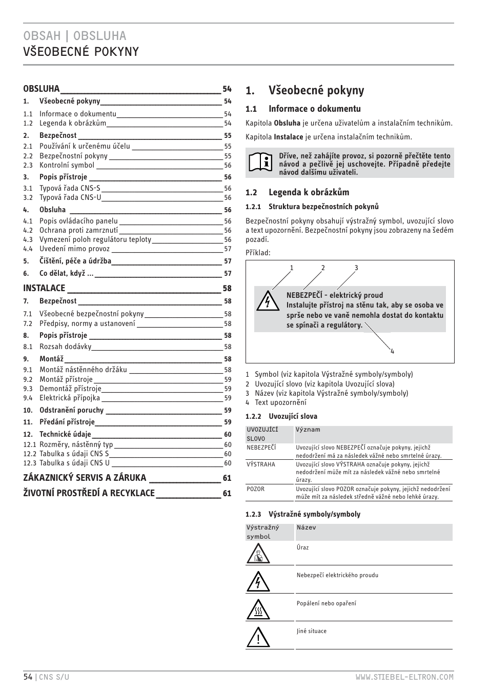 H z+h z<e+ p\h c th:tct 1. všeobecné pokyny | STIEBEL ELTRON CNS U с 01.03.2010 User Manual | Page 54 / 72