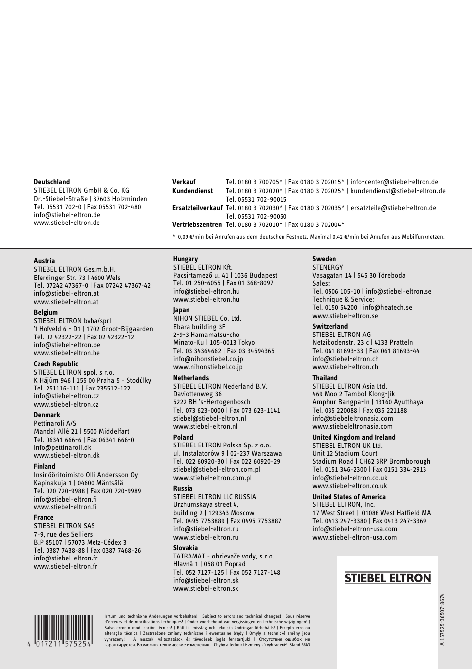 4<amhcmm=fhfcfe | STIEBEL ELTRON CFK 5 с 01.01.1998 User Manual | Page 20 / 20