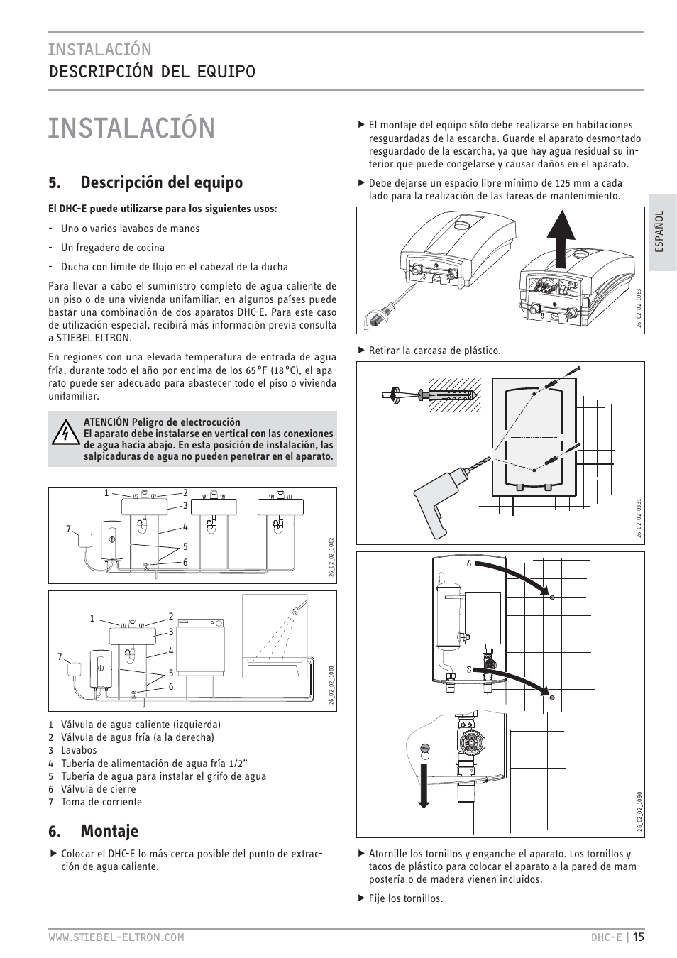 Cz`<.jc, Cz`<.jc zv.t.jc < ue.th, Descripción del equipo | Montaje | STIEBEL ELTRON DHC-E 8-10-12 01.12.2011 - 13.02.2011 User Manual | Page 15 / 40