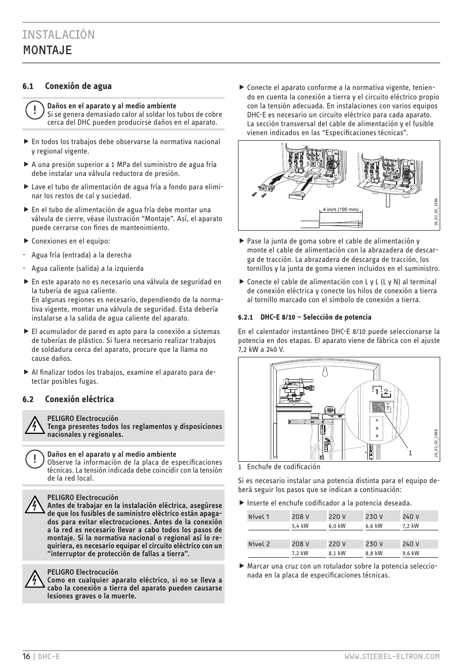 Cz`<.jc bhc`8 | STIEBEL ELTRON DHC-E 8-10-12 01.12.2011 - 13.02.2011 User Manual | Page 16 / 40