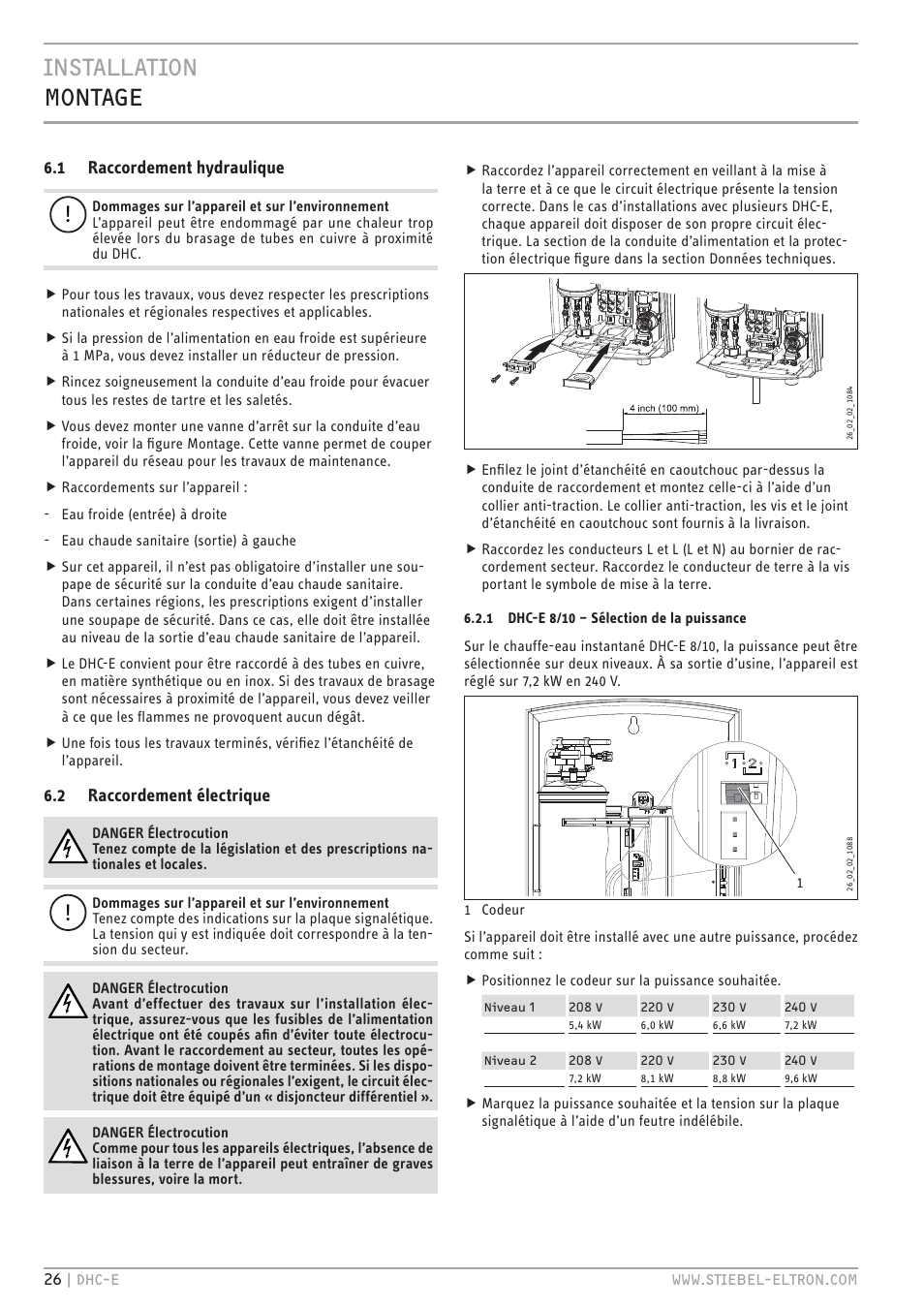 Cz`<<`.hc bhc | STIEBEL ELTRON DHC-E 8-10-12 01.12.2011 - 13.02.2011 User Manual | Page 26 / 40