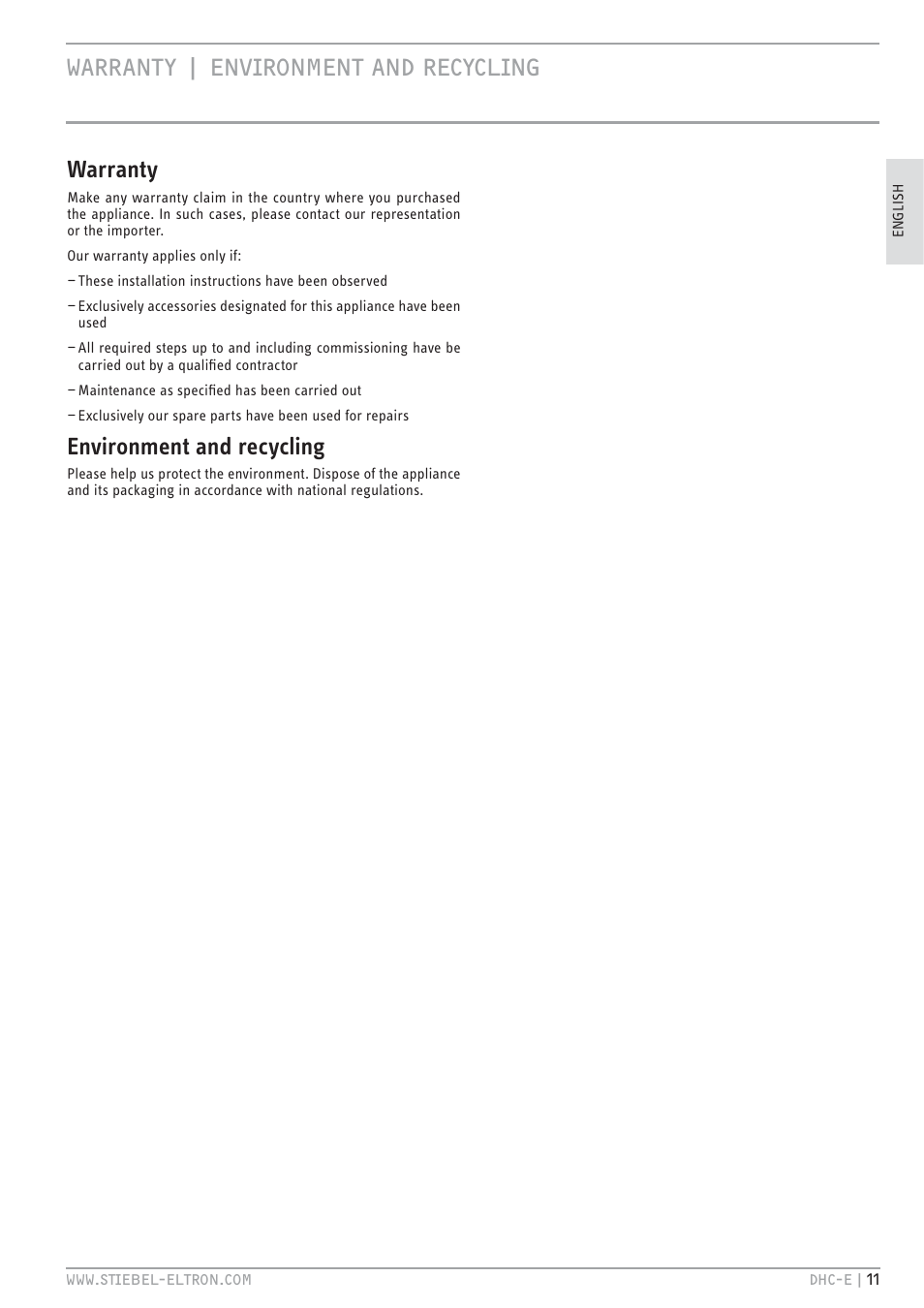 Qvvc`t  cp.vhcbc` c vt<.c | STIEBEL ELTRON DHC-E 8-10-12 с 14.02.2011 User Manual | Page 11 / 40