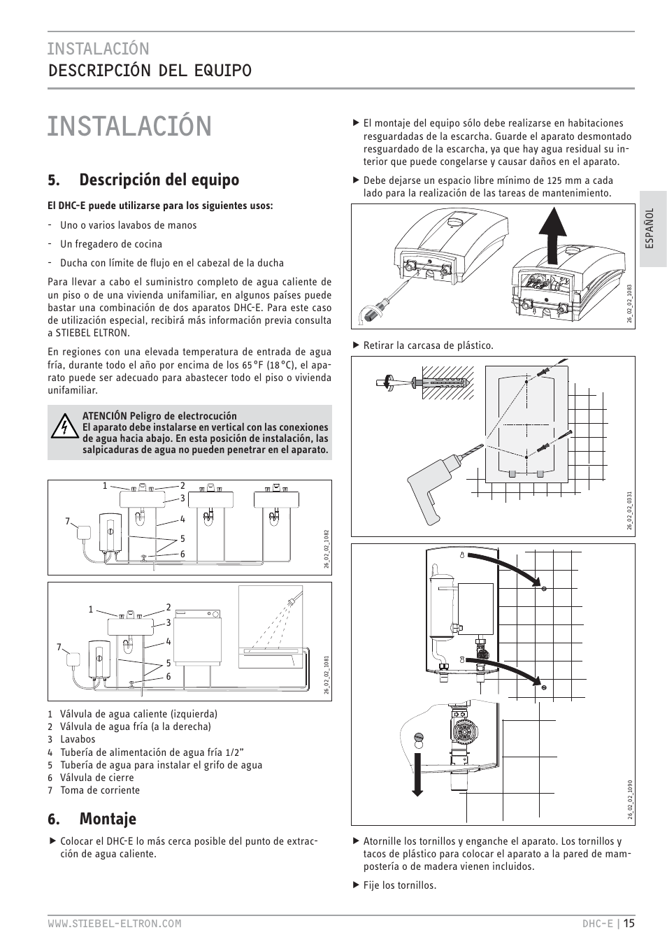 Cz`<.jc, Cz`<.jc zv.t.jc < ue.th, Descripción del equipo | Montaje | STIEBEL ELTRON DHC-E 8-10-12 с 14.02.2011 User Manual | Page 15 / 40