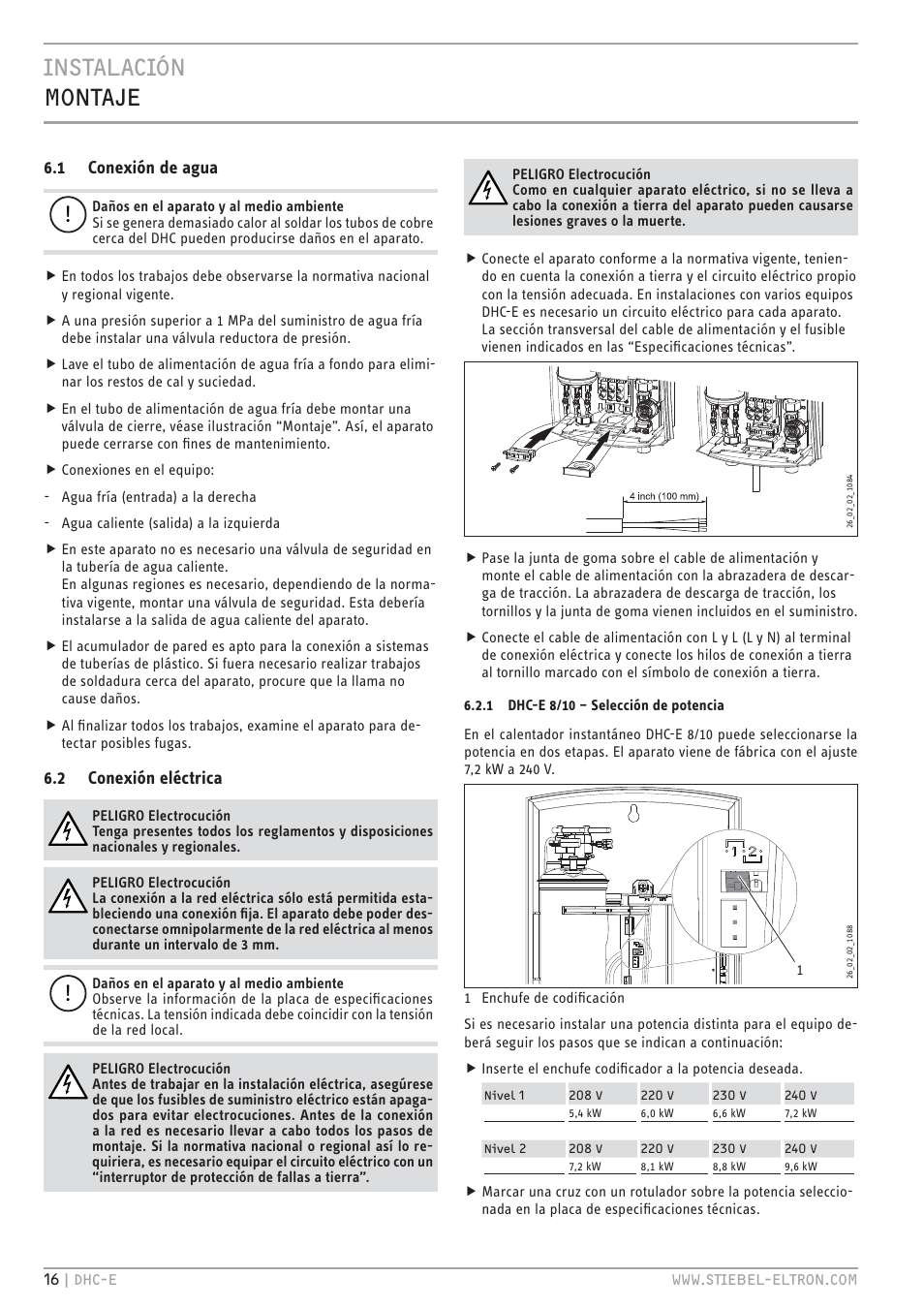 Cz`<.jc bhc`8 | STIEBEL ELTRON DHC-E 8-10-12 с 14.02.2011 User Manual | Page 16 / 40