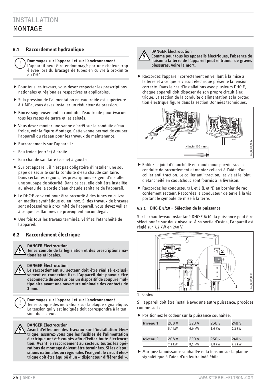 Cz`<<`.hc bhc | STIEBEL ELTRON DHC-E 8-10-12 с 14.02.2011 User Manual | Page 26 / 40