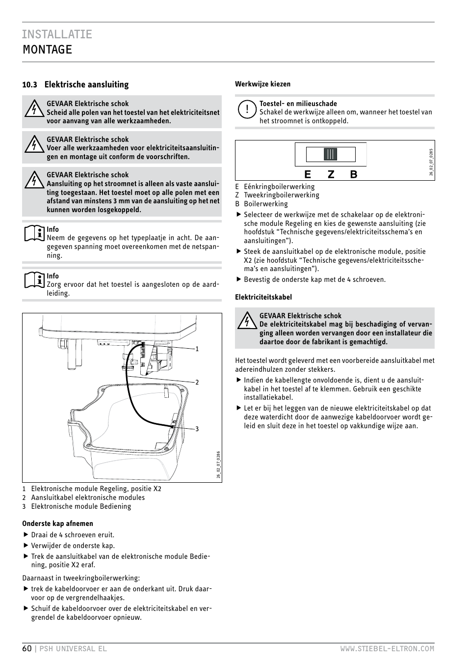 Installatie montage | STIEBEL ELTRON PSH Universal EL с 05.12.2011 User Manual | Page 60 / 100