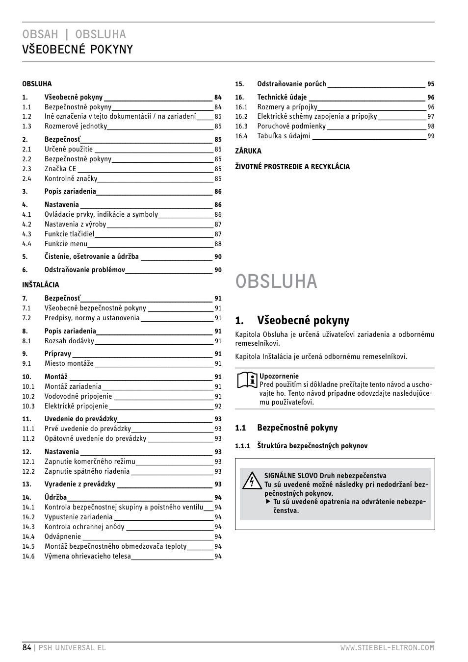 STIEBEL ELTRON PSH Universal EL с 05.12.2011 User Manual | Page 84 / 100