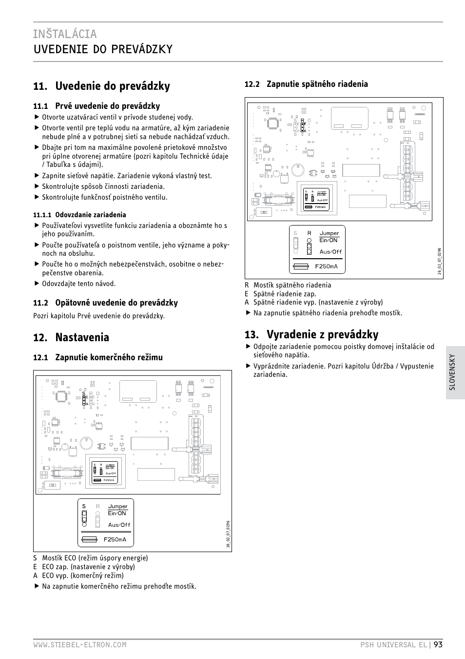 Nastavenia, Vyradenie z prevádzky | STIEBEL ELTRON PSH Universal EL с 05.12.2011 User Manual | Page 93 / 100