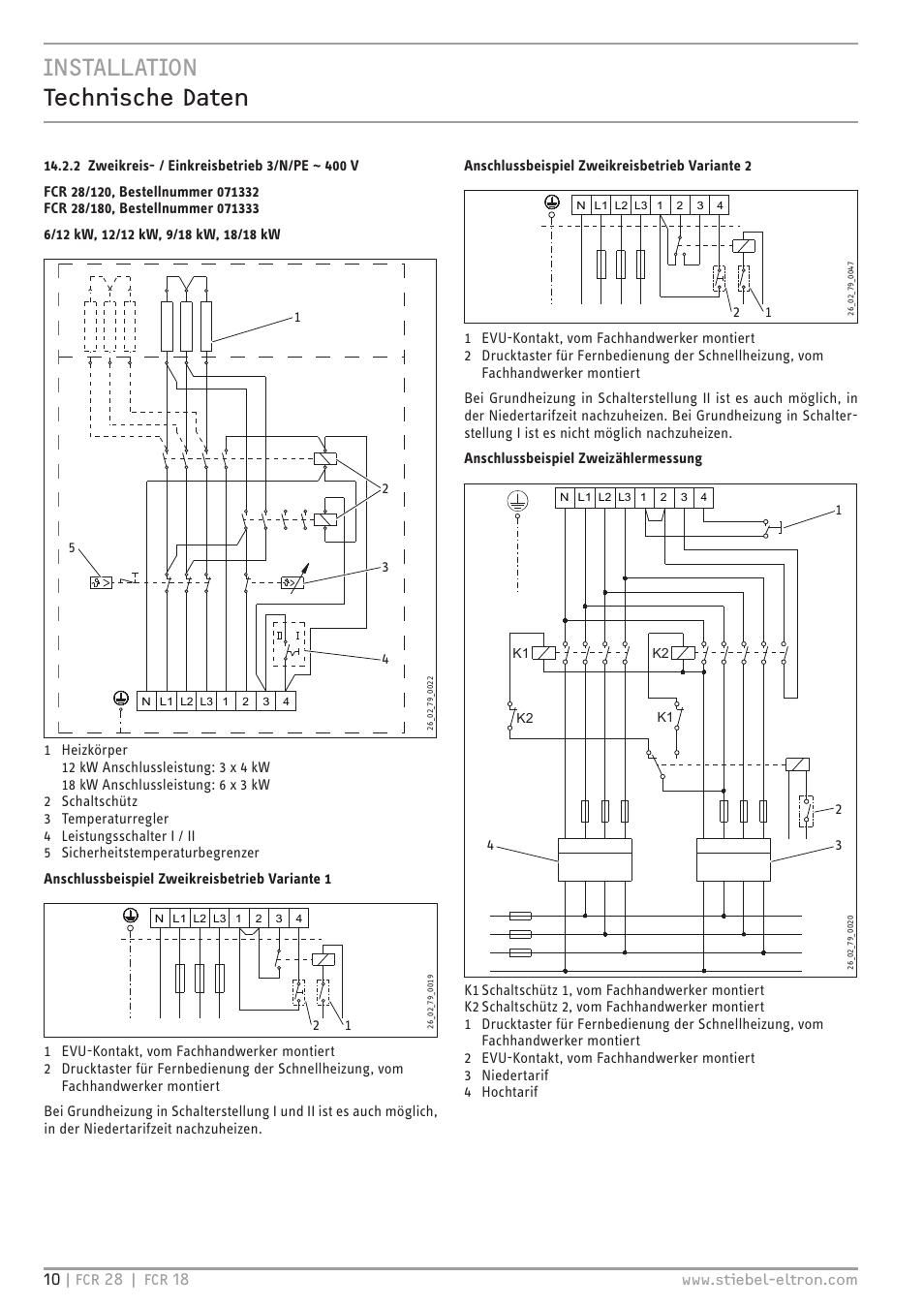Installation technische daten | STIEBEL ELTRON FCR 18-28 User Manual | Page 10 / 60