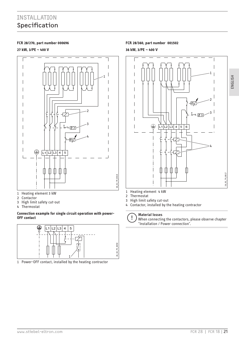 Installation specification | STIEBEL ELTRON FCR 18-28 User Manual | Page 21 / 60