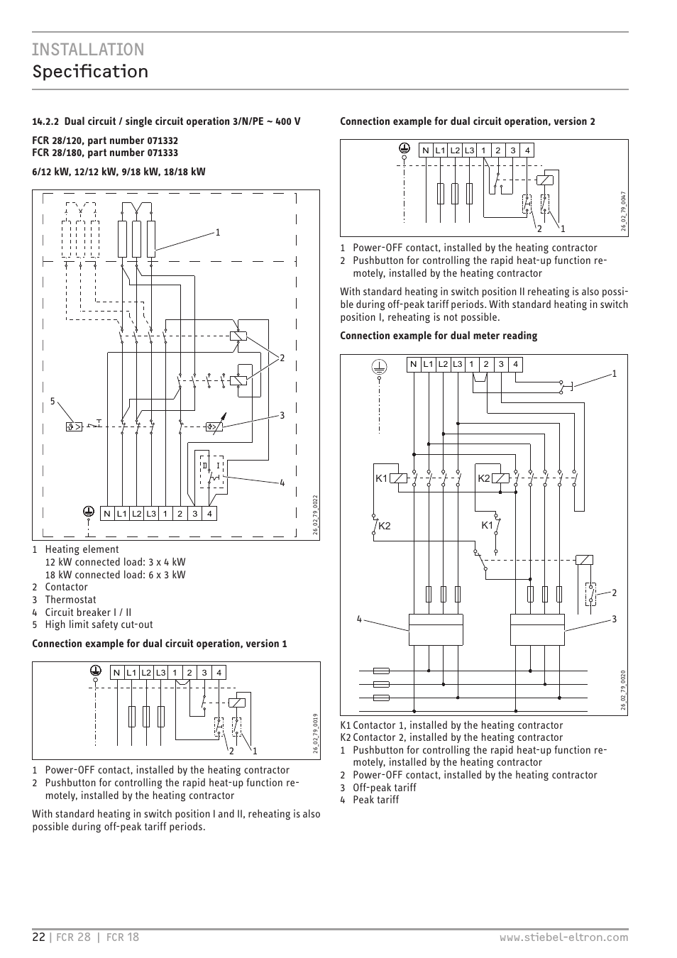 Installation specification | STIEBEL ELTRON FCR 18-28 User Manual | Page 22 / 60