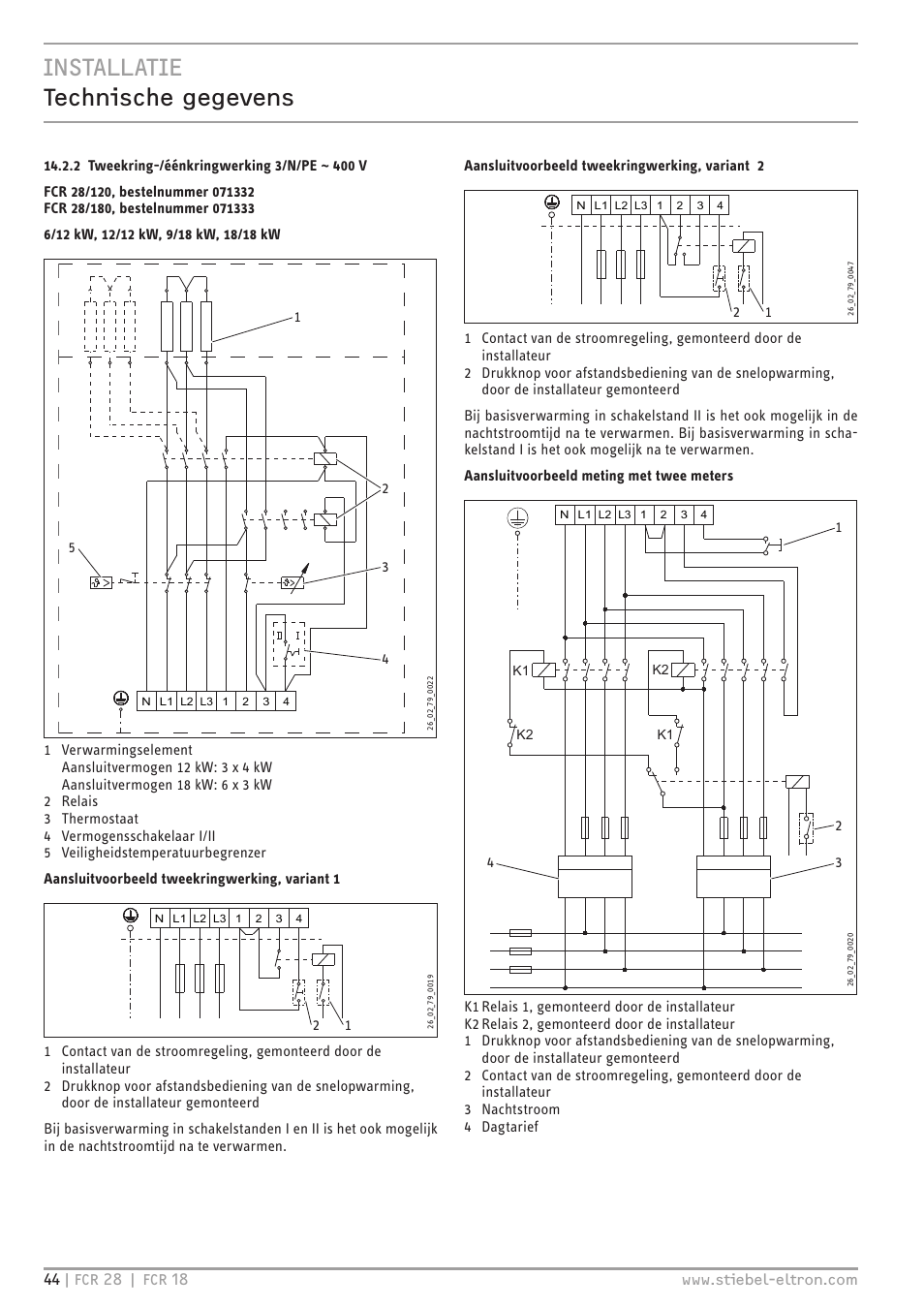 Installatie technische gegevens | STIEBEL ELTRON FCR 18-28 User Manual | Page 44 / 60