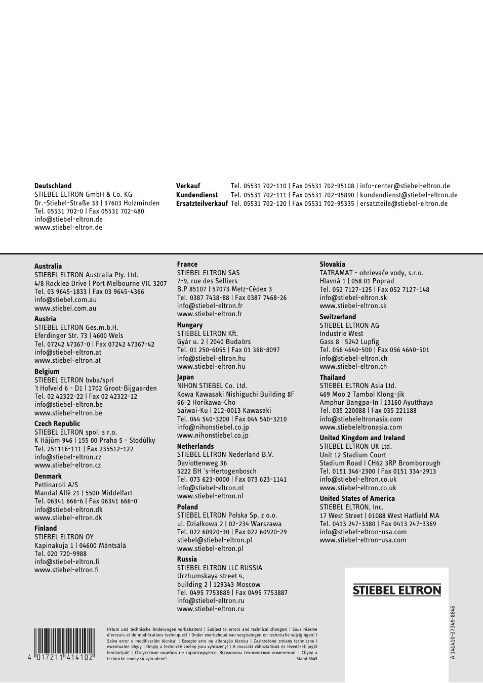 4<amhcmm=ebebac | STIEBEL ELTRON FCR 18-28 User Manual | Page 60 / 60
