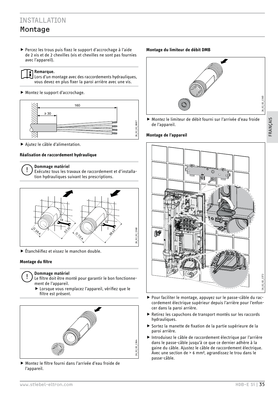 Installation montage | STIEBEL ELTRON HDB-E Si 01.11.2012 - 31.01.2013 User Manual | Page 35 / 72