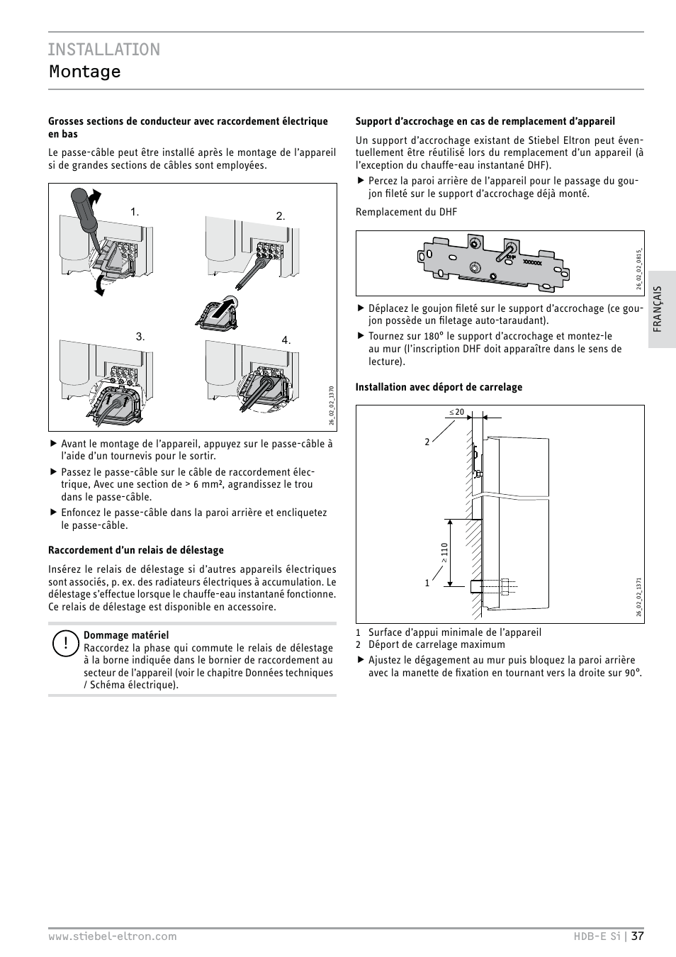 Installation montage | STIEBEL ELTRON HDB-E Si 01.11.2012 - 31.01.2013 User Manual | Page 37 / 72