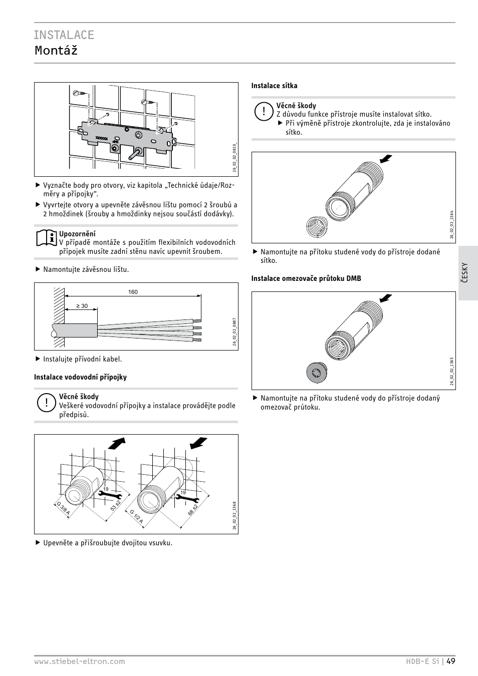 Instalace montáɓ | STIEBEL ELTRON HDB-E Si 01.11.2012 - 31.01.2013 User Manual | Page 49 / 72