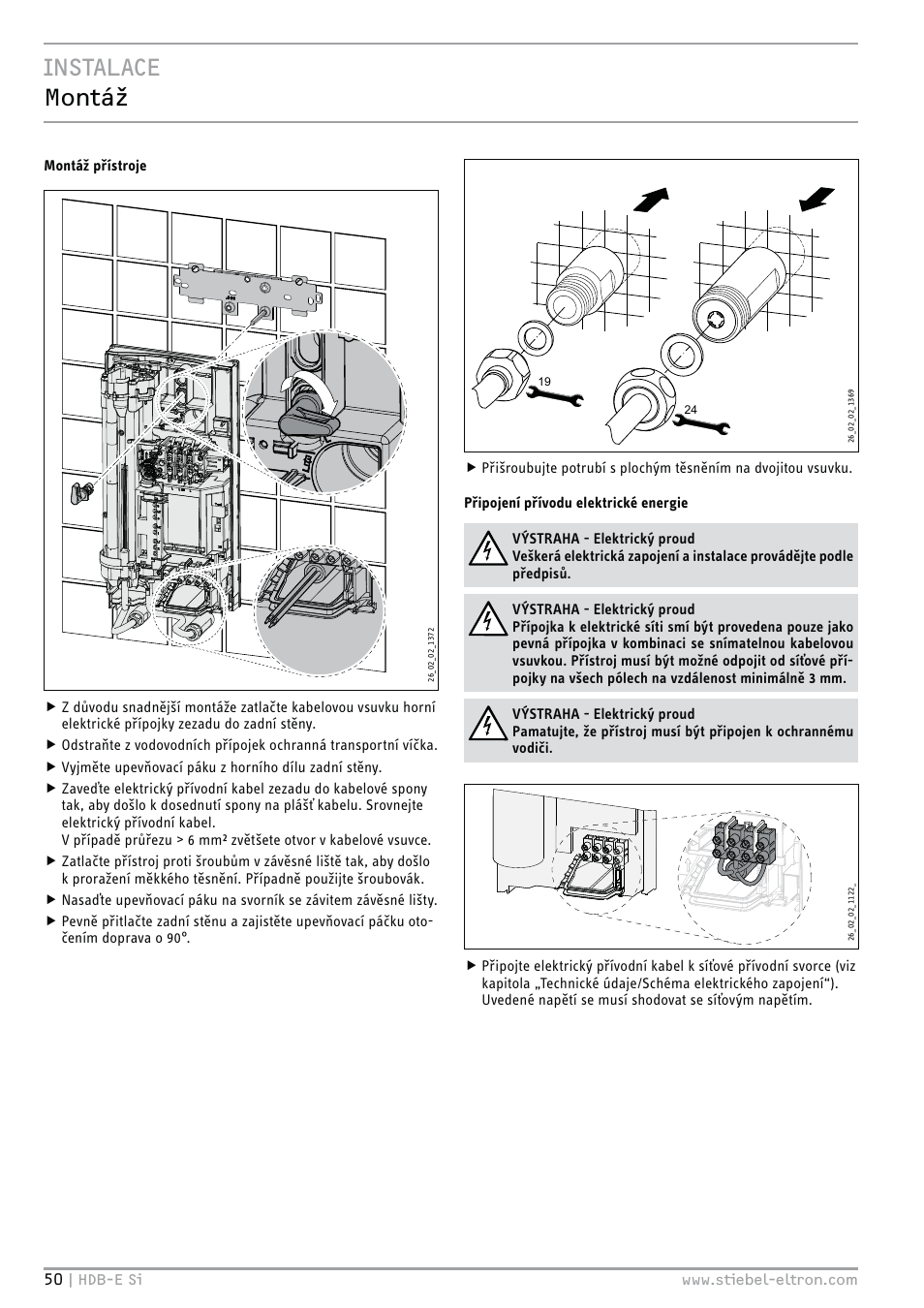 Instalace montáɓ | STIEBEL ELTRON HDB-E Si 01.11.2012 - 31.01.2013 User Manual | Page 50 / 72