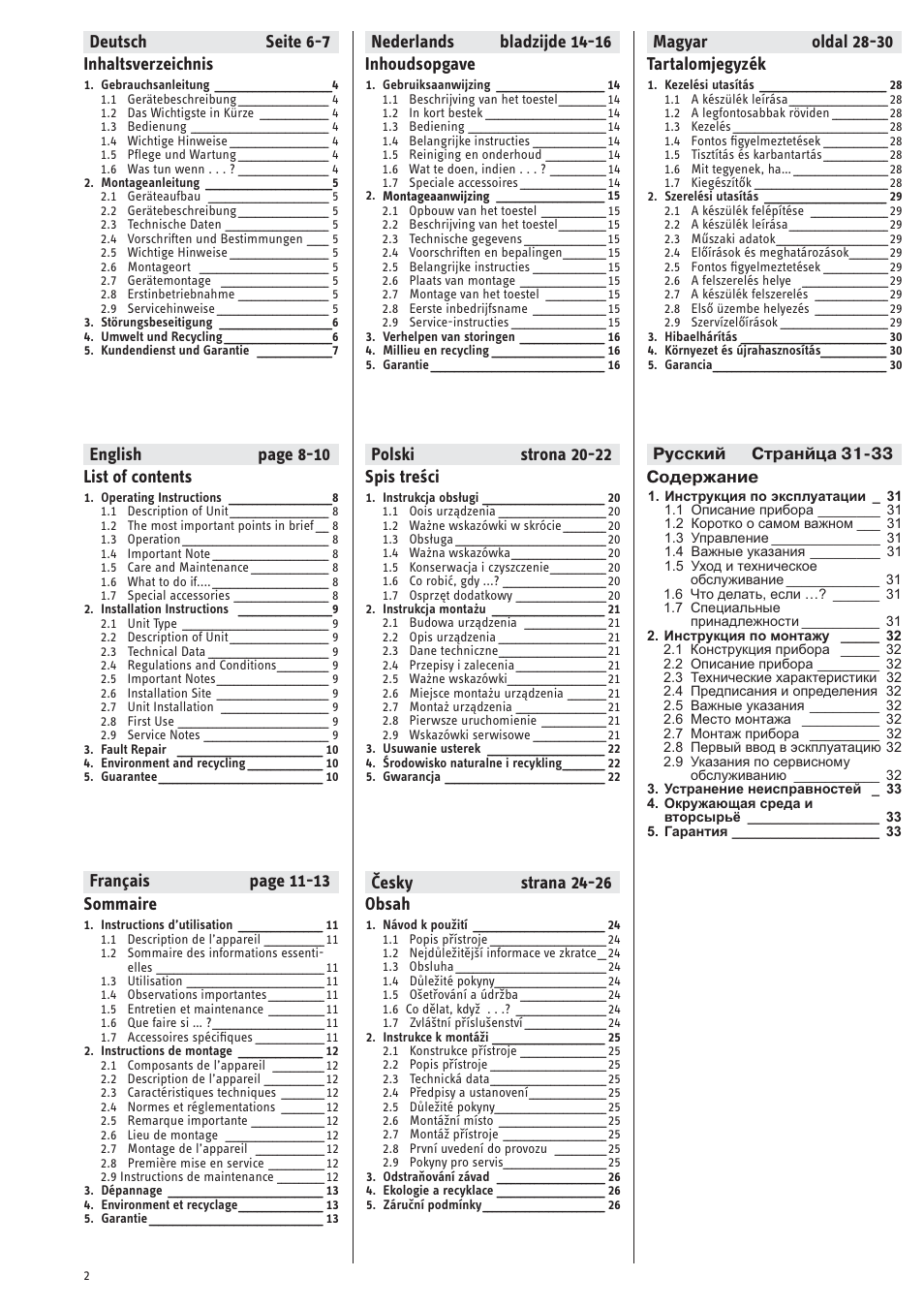 Deutsch seite 6-7 inhaltsverzeichnis | STIEBEL ELTRON SNU 5 SLi с 29.10.2007 User Manual | Page 2 / 34