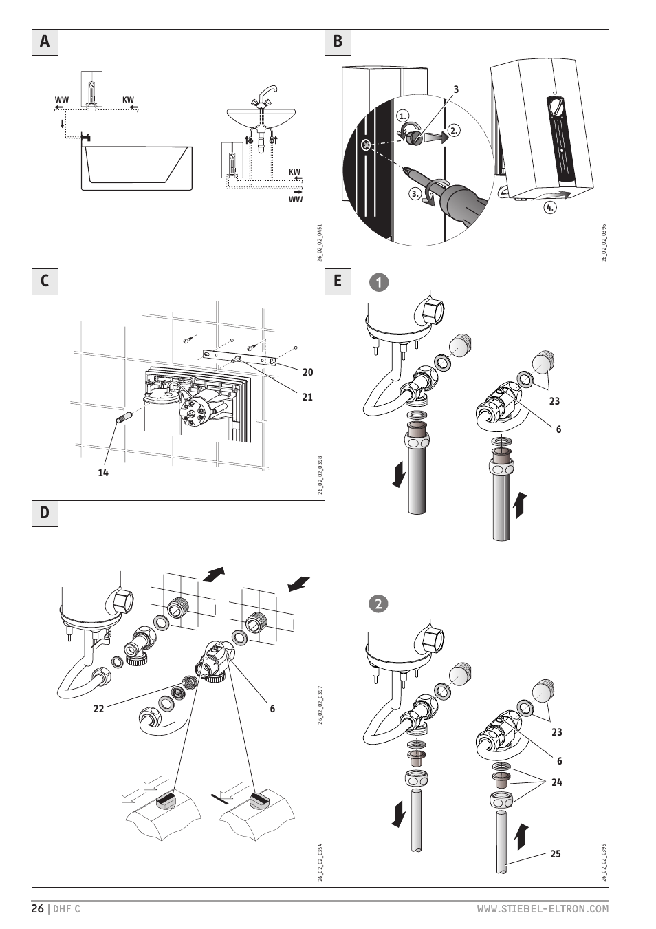 Ce d | STIEBEL ELTRON DHF 12 - 24 C с 01.04.2007 User Manual | Page 26 / 103